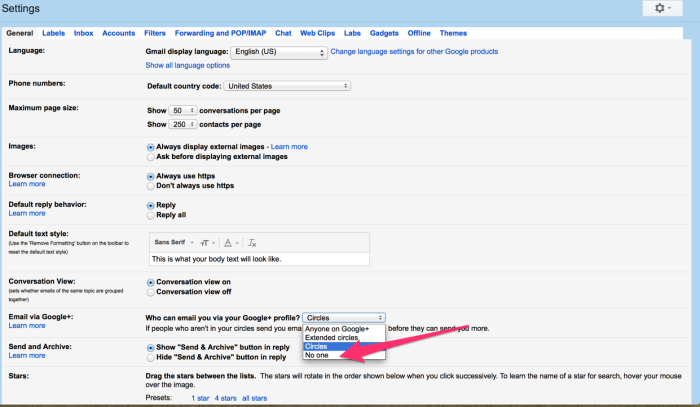 Opt-Out of Google+ Emails in Gmail Settings